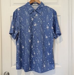 ToshikiGirl 100% Tears Button Down Shirt - Blue Kawaii Anime Print - Size XL